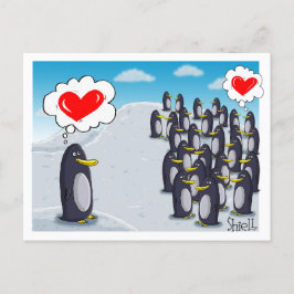 Penguin Love for Valentines tarjeta de San Valentí
