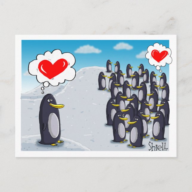 Penguin Love for Valentines tarjeta de San Valentí (Anverso)