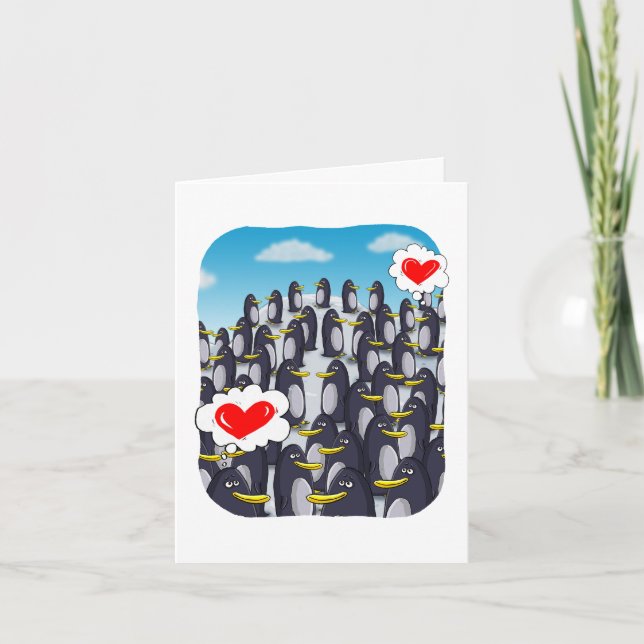 Penguin Love for Valentines tarjeta de San Valentí (Anverso)