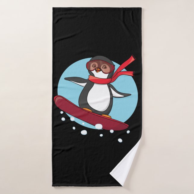 Penguin Snowboarding (Toalla de baño)