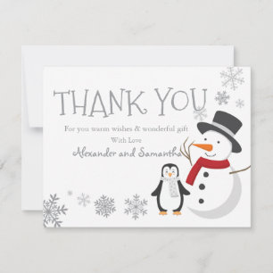 Penguin Snowman Winter Wonderland Gracias carta