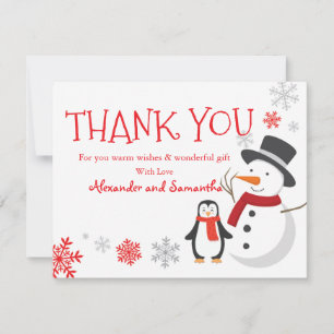 Penguin Snowman Winter Wonderland Gracias carta