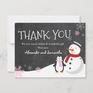 Penguin Snowman Winter Wonderland Gracias carta