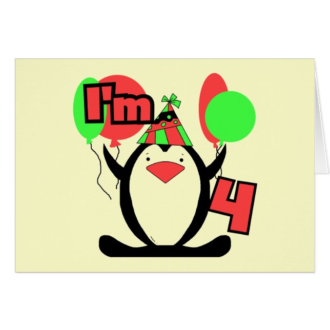 Penguin: Tengo 4 camisetas y regalos de cumpleaños (Anverso (Horizontal))