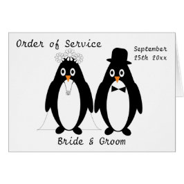 Penguins Diseño Boda Orden De Servicio