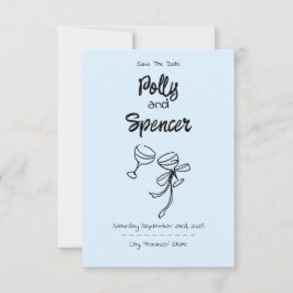 Penmanship Pastel Salve la fecha Nube Azul