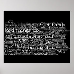 Pennsylvania USA Jerga Palabra Mapa de Arte Poster