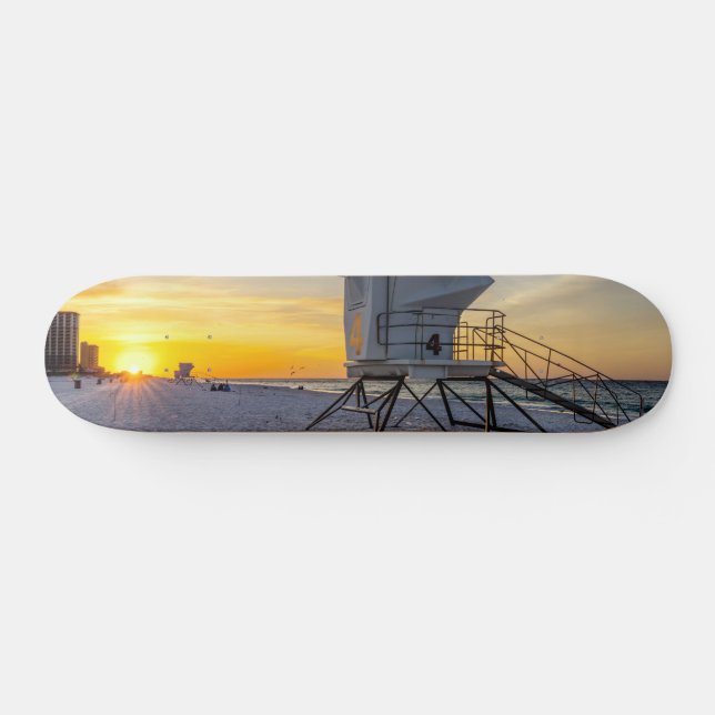 Pensacola Lifeguard Station Sunrise Skateboard (Horz)