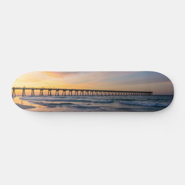 Pensacola Pier Shoreline Sunrise Skateboard (Horz)