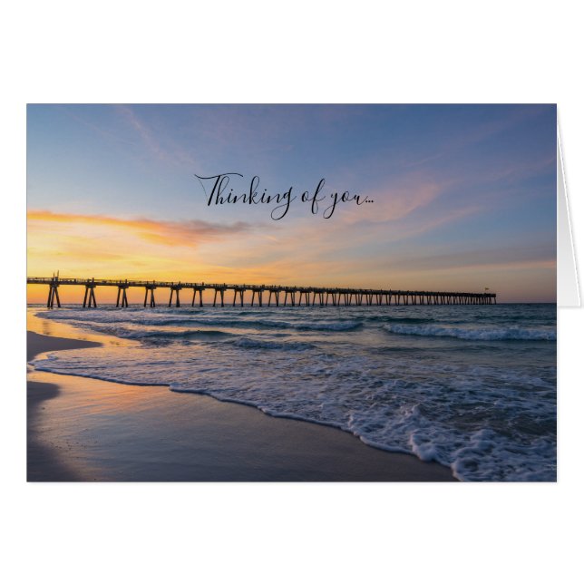 Pensacola Pier Shoreline Sunrise Thu Card (Anverso (Horizontal))