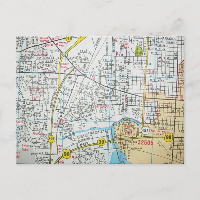 PENSACOLA, postal del mapa de cosecha de FL (Anverso)