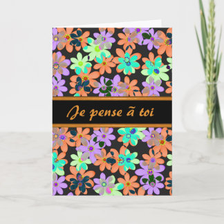 Pensamiento francés en usted tarjeta de la flor