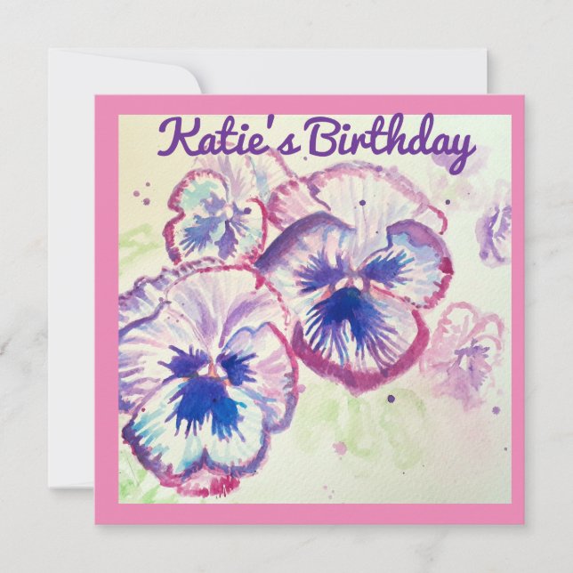 Pensamiento Pansies Flor Floral Púrpura Rosa (Anverso)