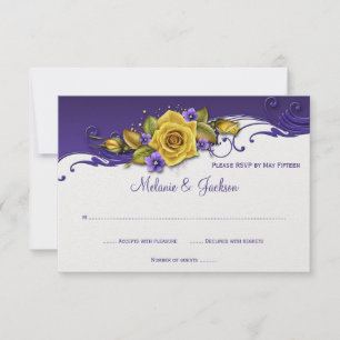 Pensamientos púrpuras RSVP de los rosas amarillos