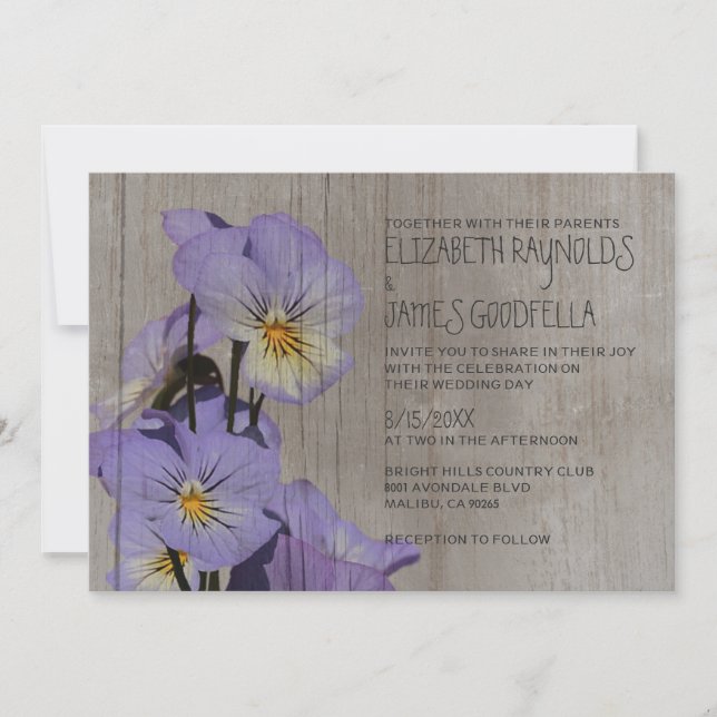 Pensamientos rústicos que casan invitaciones (Anverso)