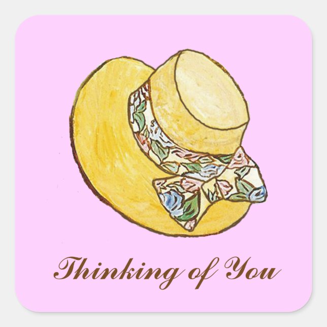 Pensando en su Pegatina Gorra de paja (Anverso)