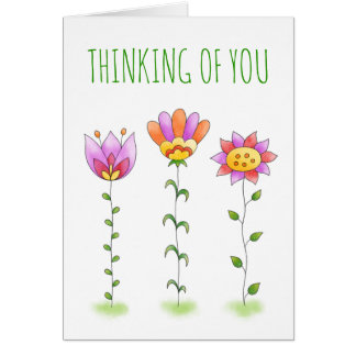 Pensando en ti acuarela Flores Tarjeta de Amistad