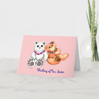 Pensando en ti, hermana tarjeta de felicitación