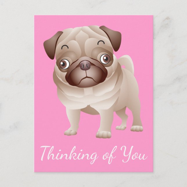 Pensando en ti pug cachorro perro morrino postal r (Anverso)