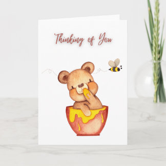 Pensando en ti - Tarjeta de felicitación de oso de