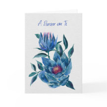 Pensando en Ti – Tarjeta de Flores Azules Hellebor