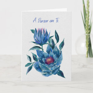 Pensando en Ti – Tarjeta de Flores Azules Hellebor