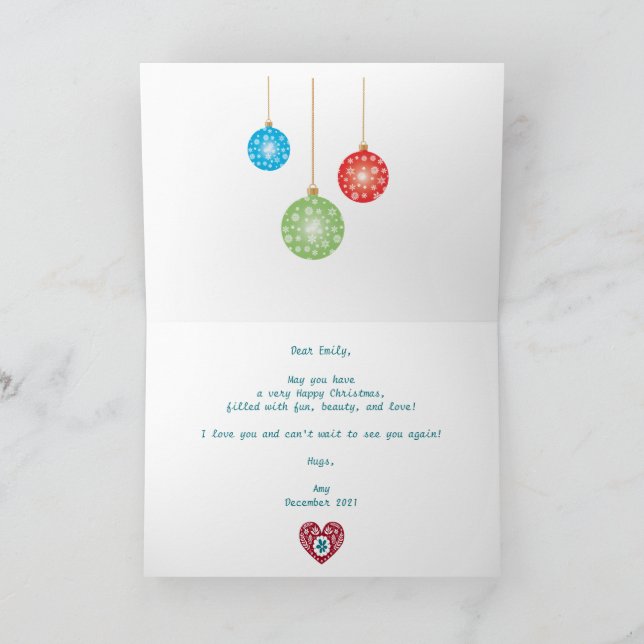 Pensando en ti tarjeta de Navidades de osito de pe (Interior)