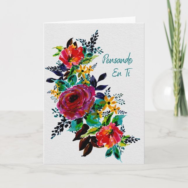 Pensando en ti - Tarjeta Floral de Apoyo y Ánimo (Anverso)
