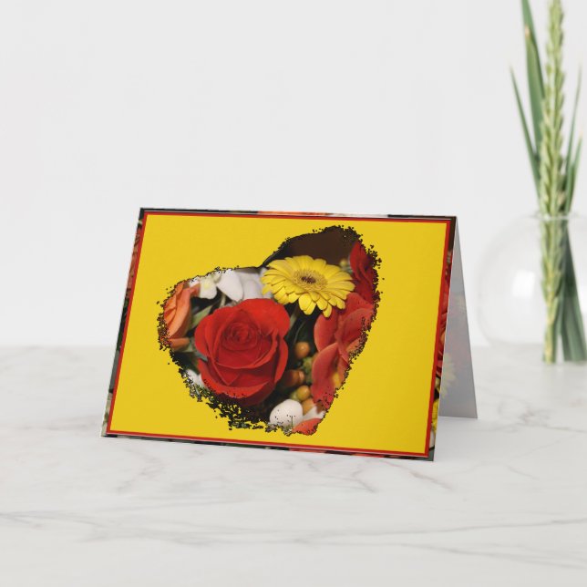 Pensando En Tu Plantilla Rose Bouquet Heart (Anverso)