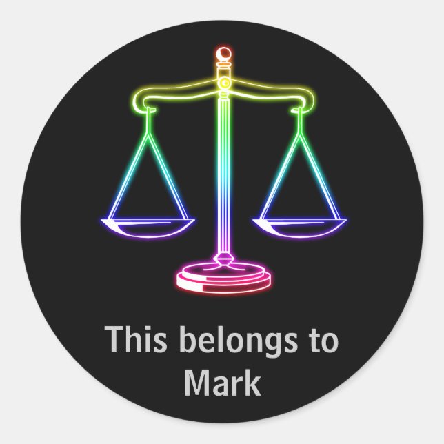 Pensar en la justicia - pegatina de Derecho (Anverso)