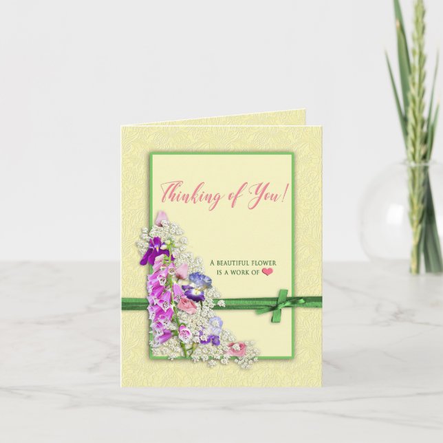 Pensar en ti - Flores de jardín - Tarjeta de nota (Anverso)