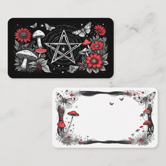 Pentáculo de hongos en blanco para tarjetas Oracle (Anverso / Reverso)