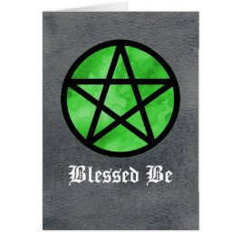 Pentáculo verde en tarjeta negra de la acuarela