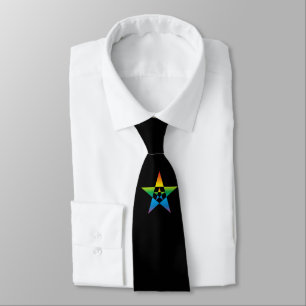 pentagram arco iris doble 1 negro - corbata