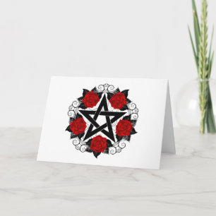 Pentagram con rosas rojas