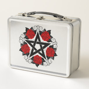 Pentagram con rosas rojas