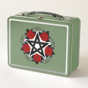 Pentagram con rosas rojas