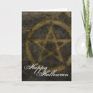 Pentagram marrón feliz tarjeta de saludo de Hallow