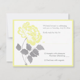 Peonía Amarilla en Tarjeta de Respuesta Blanca