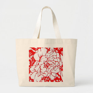 Peonía china cortada de papel en rojo - bolsa
