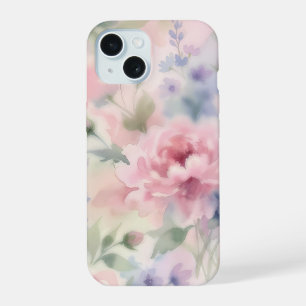 Peonía floral de acuarela rosa suave