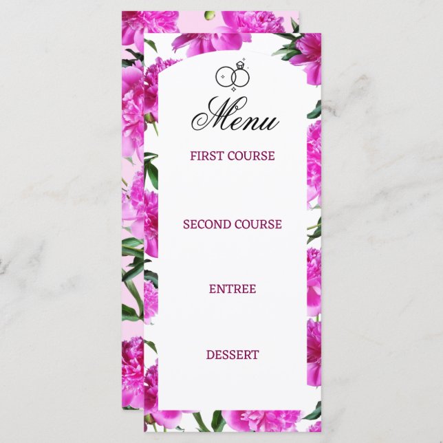 Peonía. Menú Plano (Anverso / Reverso)