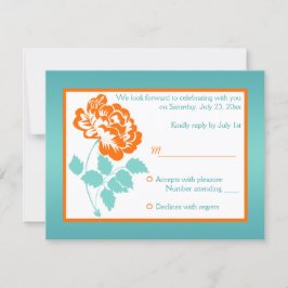 Peonía Naranja con Tarjeta de Respuesta Turquesa