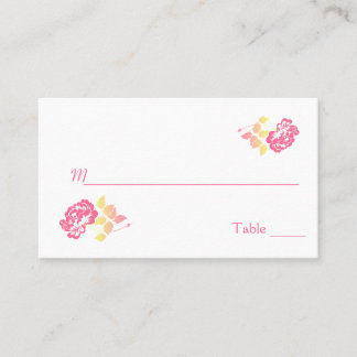 Peonía rosa y amarilla en las tarjetas de los luga