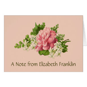 Peonia rosa y Jazmín blanco, Blank Notecard,
