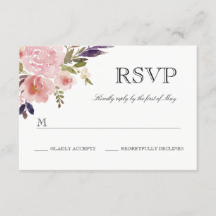 Peonías acuarela rosa púrpura RSVP