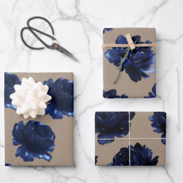 Peonias azules de papel de Kraft ruso