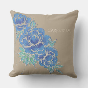 PEONÍAS AZULES Y DAMASK ~ almohada