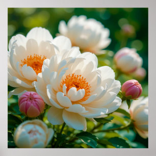 Peonías Blancas en Flor para Decoración de Jardín 