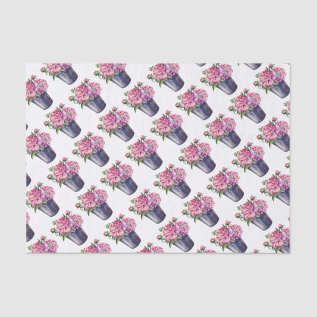 Peonias de papel de tejidos para la plantación (Anverso)